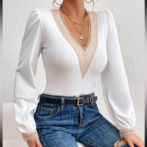 Gold Lace Accent Bodysuit - Picture 5 of 7